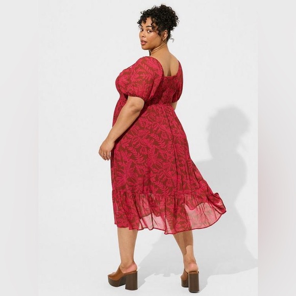 Torrid Tea Length Smocked Bodice A-Line Dress NWT - Picture 2 of 8